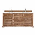 James Martin Vanities Savannah 72in Double Vanity, Driftwood w/ 3 CM White Zeus Quartz Top 238-104-5711-3WZ